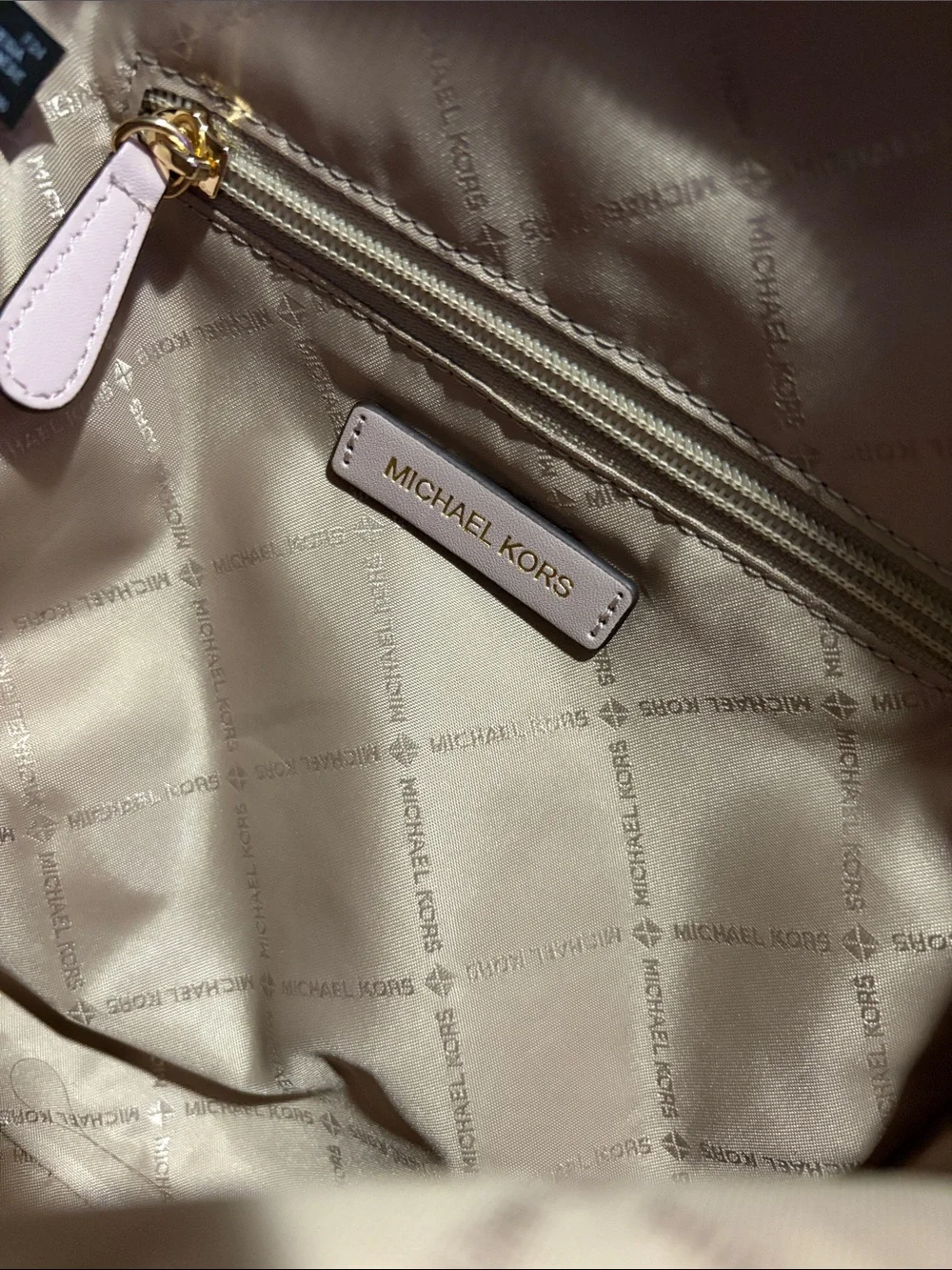 MICHAEL KORS Blush Logo Mini Backpack with Gold Hardware